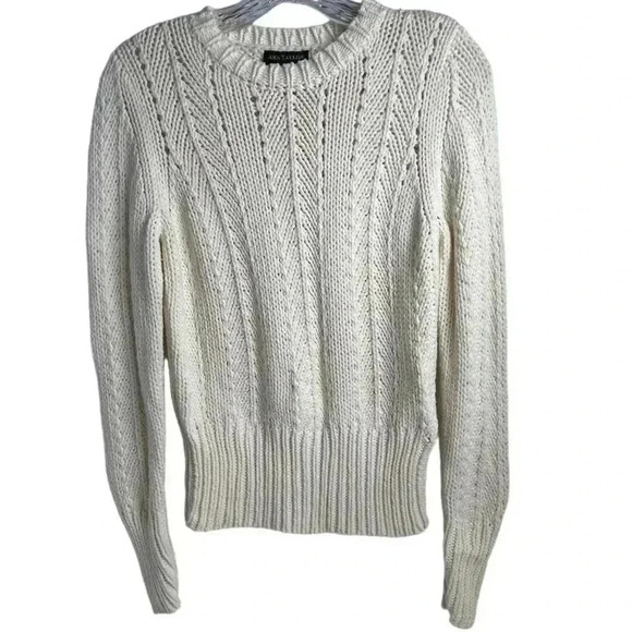 Ann Taylor Women's Beige Chunky Knit Pullover Sweater Size M Casual - Picture 1 of 14